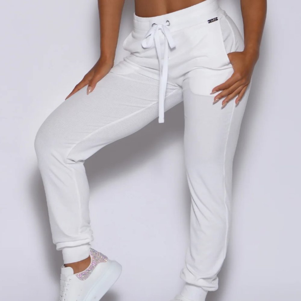 Bombshell COMFORT RIB JOGGERS - White Size Small